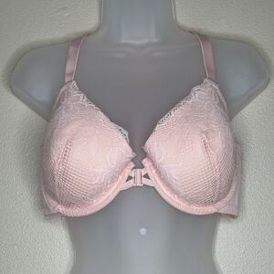 Auden Lightly Lined Racerback‎ Bra Women's 38D Underwire Lace pink